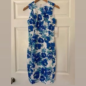 (NWT) Calvin Klein blue and white floral dress